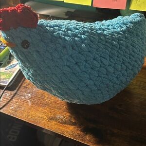 Large handmade blue chicken plush